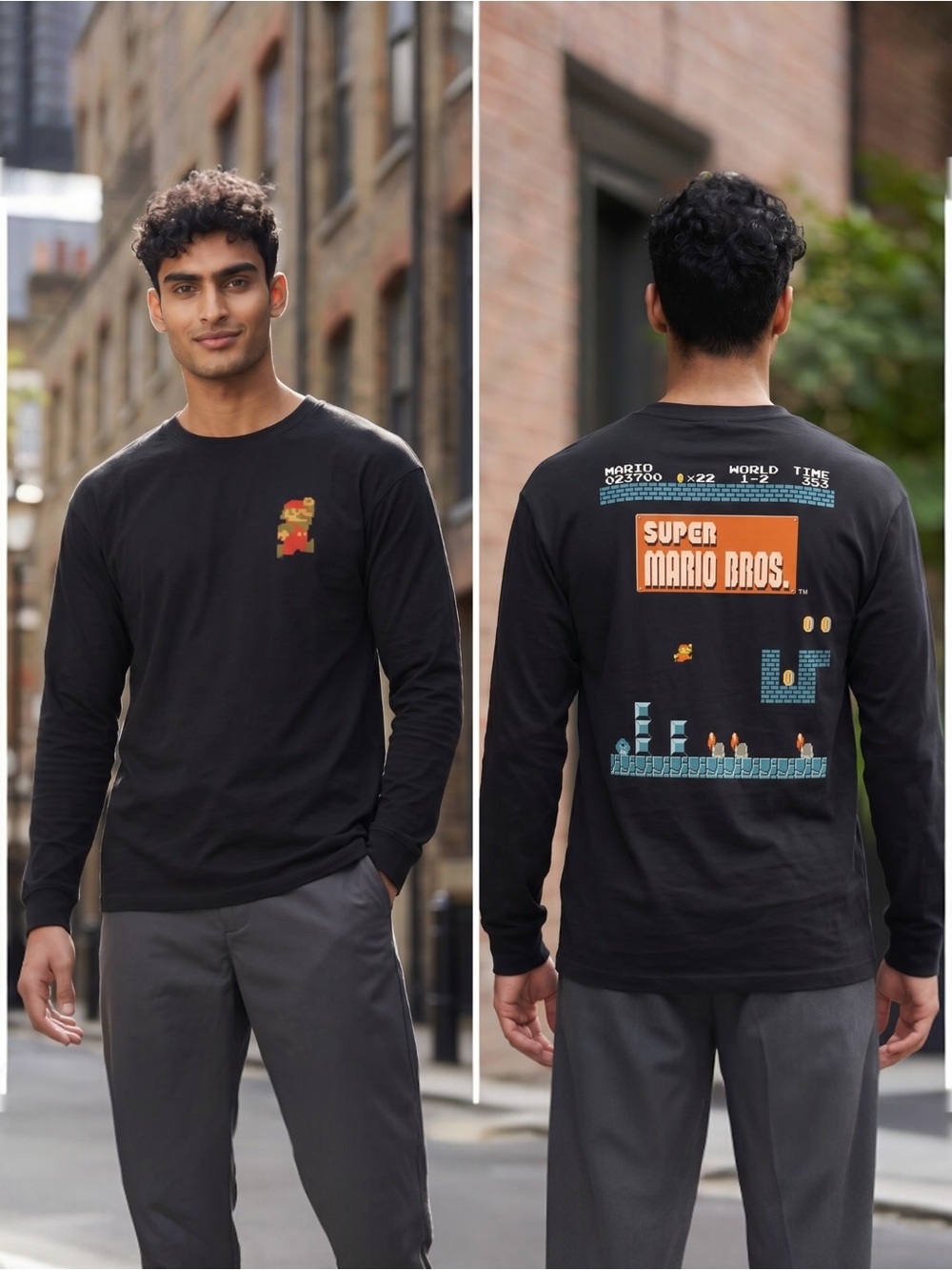 Nintendo Black Super Mario Bros. Underground Long Sleeve Tee